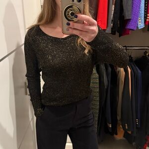 Gibson Black and Gold Sparkle Sweater size small
